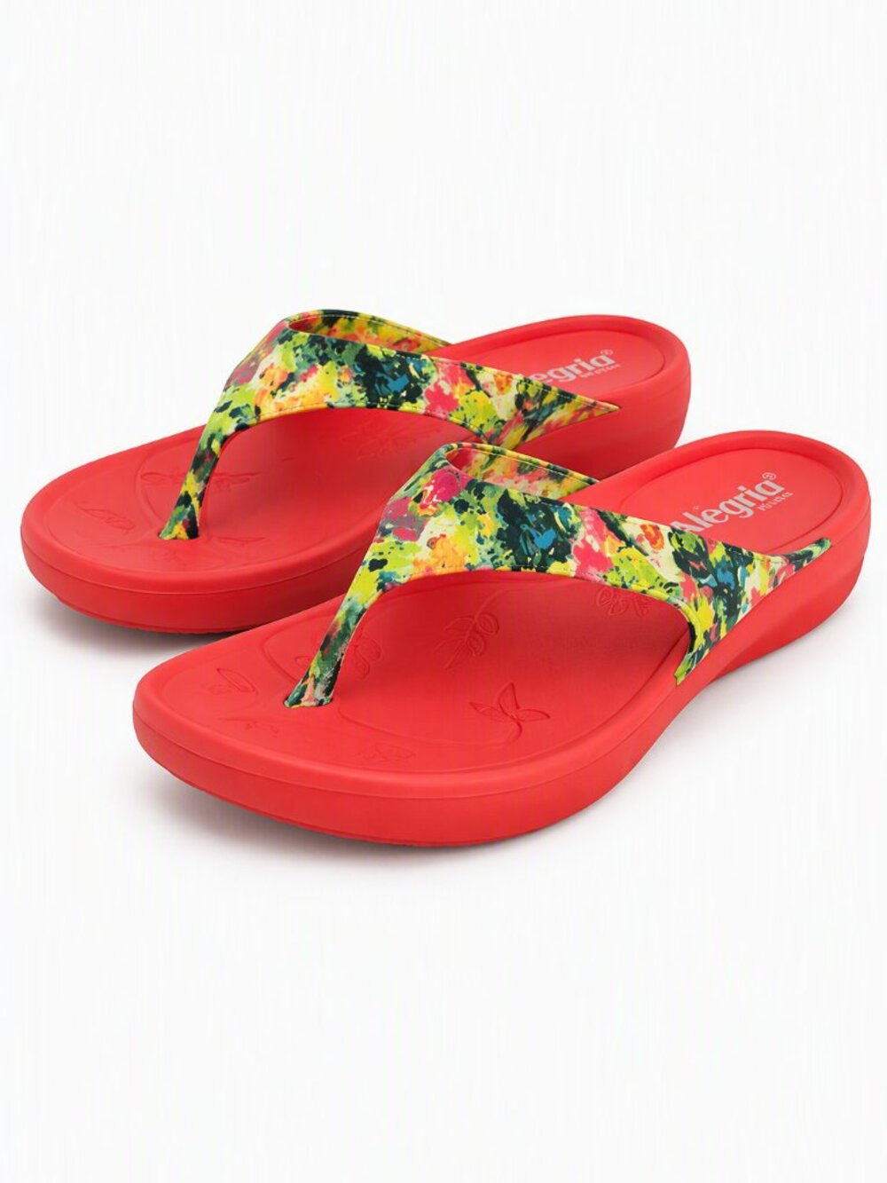 Alegria Ode Recovery Thong Sandal Floral Red & Multicolor US 8-8.5 EUC